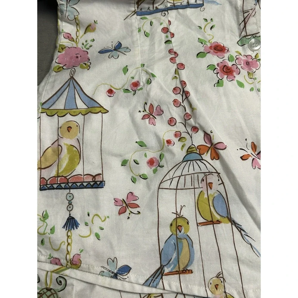 Vintage The Cat's Pajamas Short Set Button Front Birds Short Sleeve Rare - Picture 12 of 16